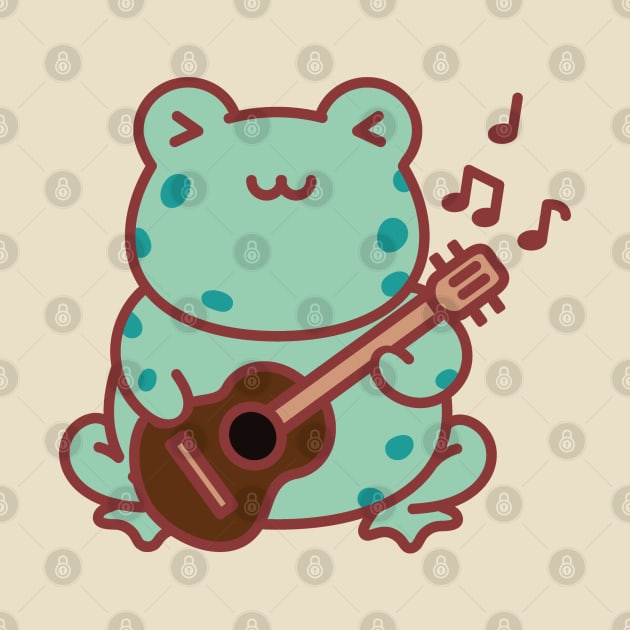 Cute Cottagecore Goblincore Frog playing Guitar by uncommontee