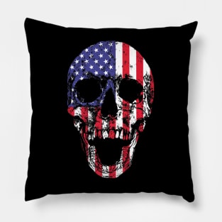 American Flag Skull Pillow