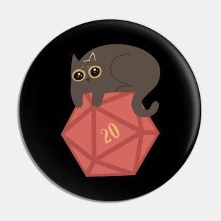 Cute Guilty Cat over Polyhedral D20 Dice Pin