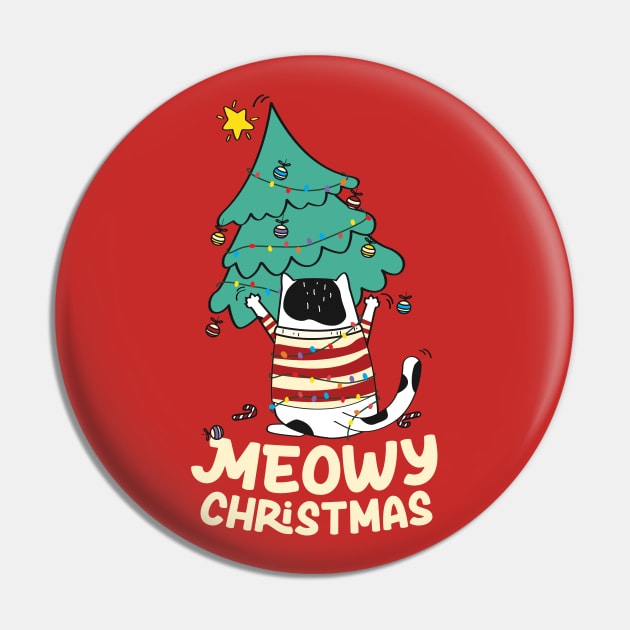 Funny Meowy Christmas Tuxedo Cat Xmas Tree Pin by Fitastic