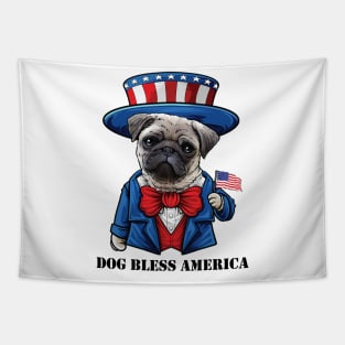 Pug Dog Bless America Tapestry