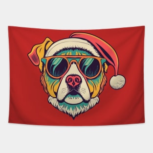 Christmas Dog Santa Tapestry