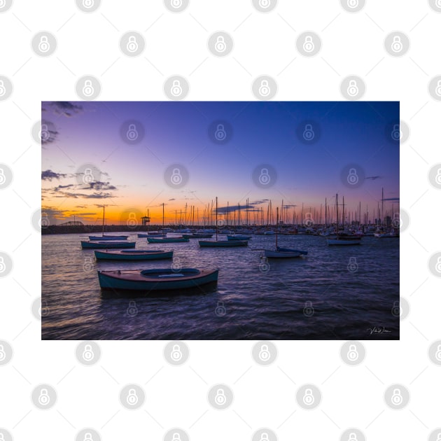 Yachts at sunset, StKilda Pier, StKilda, Victoria, Australia. by VickiWalsh