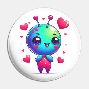 Very cute alien with hearts Pin