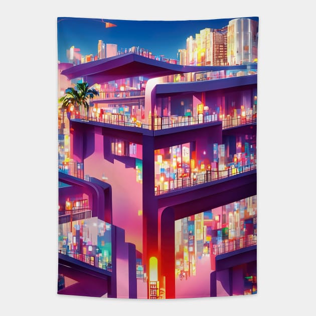 Palm District Tapestry by Holosomnia