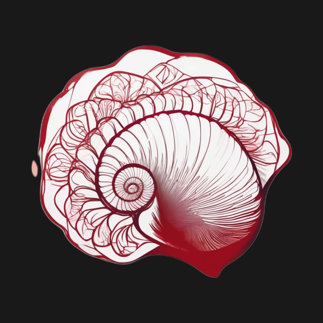 Elegant Red Nautilus Shell Illustration No. 751 by cornelliusy