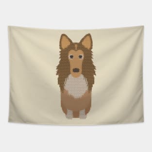 Rough Collie Ugly Christmas Sweater Knit Pattern Tapestry