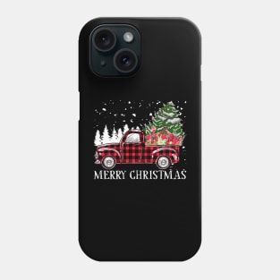 Merry Christmas Truck Tree Red Buffalo Plaid Xmas Pajamas Phone Case