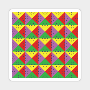 Funky Squares Red Purple Yellow Green Magnet