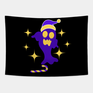 Funny Halloween Christmas Ghost with Candy Canes Tapestry