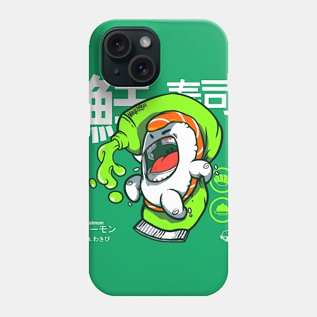 Salmon Sushi feat. wasabi Phone Case by mankeeboi