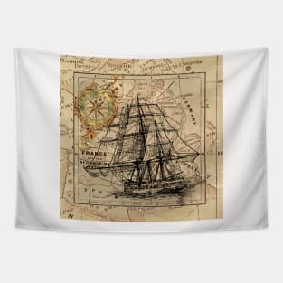 Travel Neck Gator Sailboat Map Traveling Tapestry