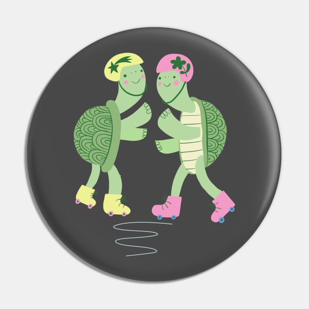 Turtles on Rollerskates Pin by Rebelform