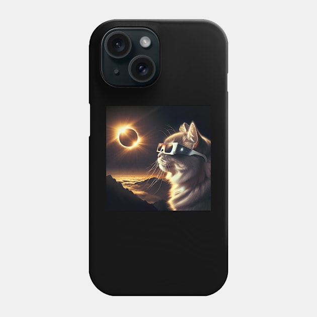 Funny Cat watching an Eclipse Phone Case by Mind Your Tee