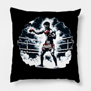 Muay Thai Boxer in the Fog of Battle Pillow