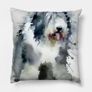 Watercolor Old English Sheepdog - Dog Lovers Pillow