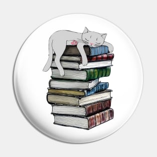 Cat loves books T-Shirt Pin