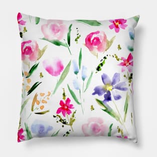 Watercolor flowers - painted florals Pillow