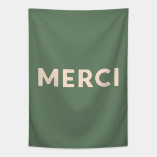 Merci Retro French Hand Lettering Tapestry