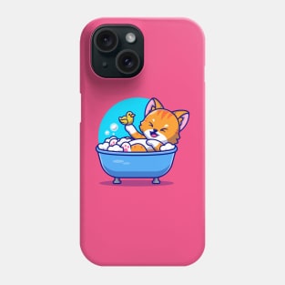 Cute Cat Bath In The Bath Tub With Duck Toys Cartoon Phone Case