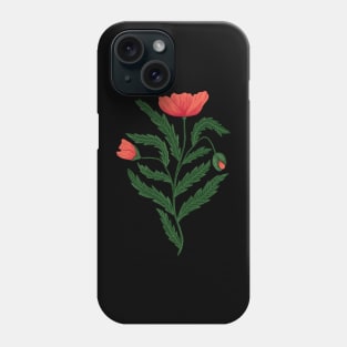 Poppy Flower 1 Green Red Phone Case