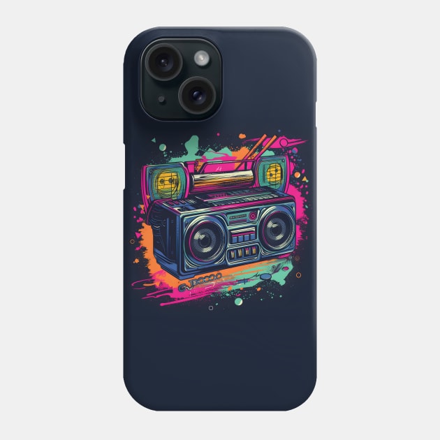 Ghetto Blaster Boom Box 80s Hip-Hop Stereo Phone Case by Grassroots Green