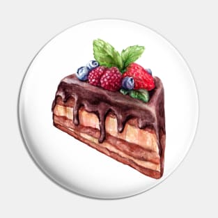 Piece of chocolate cake with berry Pin