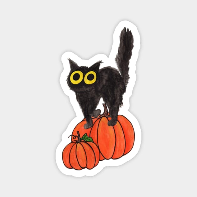 Pumpkin Kitty Magnet by cheyroseart