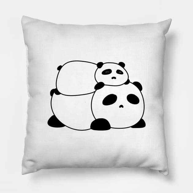 Panda Couple Love Cute Manga Sleepy Siblings Family Sisters Twins Partnerlook Gift Pillow by Kibo2020