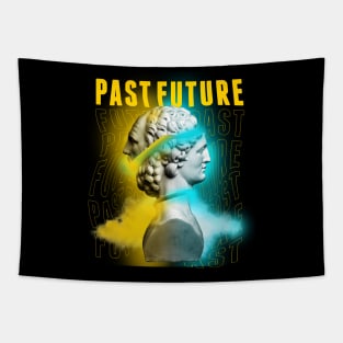 Janus Mythology Vaporwave Yellow and Blue Tapestry