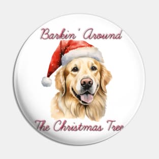 Christmas Golder Retriever Dog in Santa Hat Pin