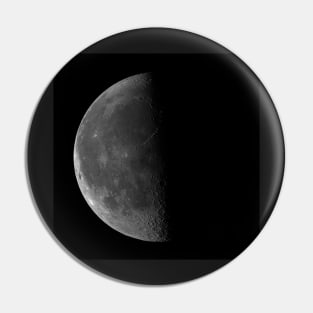 Last quarter Moon on black sky background Pin