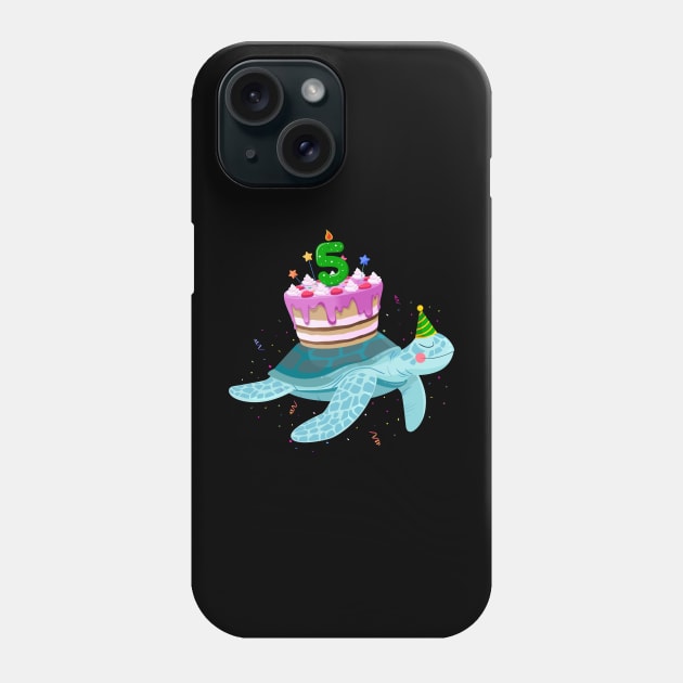 Turtle 5th Birthday 5 Years Old Turtles Reptiles Testudines Phone Case by Msafi