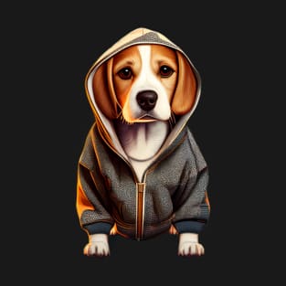Beagle Wearing a Hoodie T-Shirt