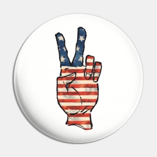 USA Flag Peace Hand Pin