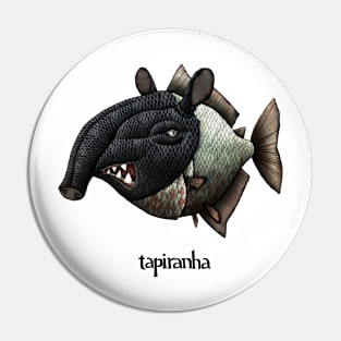 Tapiranha Cartoon Illustration Pin