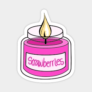 Cute Pink Strawberry Candle Magnet