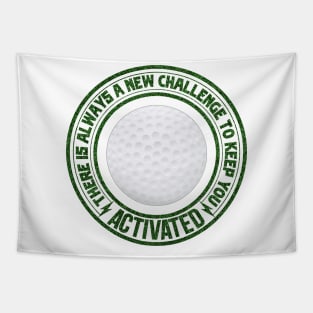 White golf ball with green grass saying text Tapestry