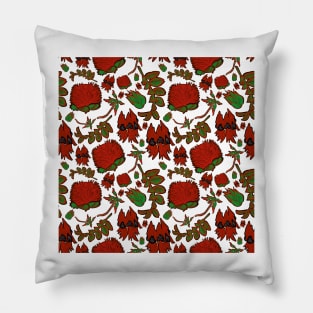 Native Australian Florals - Red and Green - Banksia and Sturt Desert Pea - CreateArtHistory Pillow