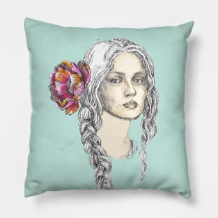 Woman with Braided Hair. Pillow