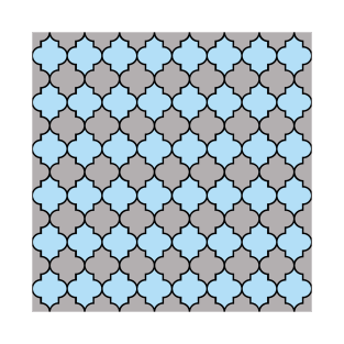 Blue Trellis, Quatrefoil, Moroccan Lattice T-Shirt