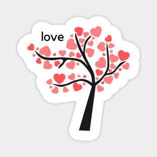 Love Tree with Pink Hearts Cute Design! Magnet