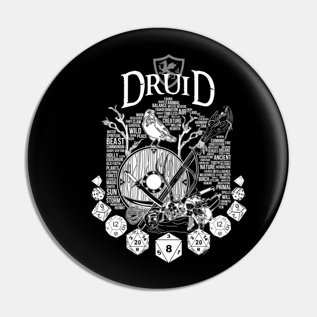 RPG Class Series: Druid - White Version Pin by Milmino