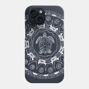 Turtle Mandala White Ink Phone Case