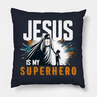 Jesus Is My Super Hero Funny Faith Christian Cross Religious Pillow