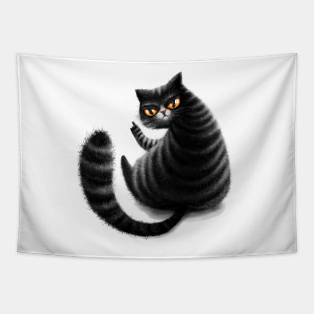 middle finger black cat Tapestry by Marysha_art