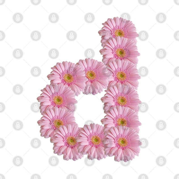 Letter d Pink Gerbera Daisy by ellenhenryart