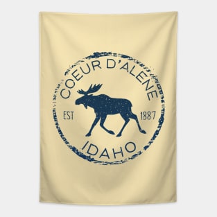 Coeur d'Alene Idaho Weathered Moose Design Souvenir Tapestry