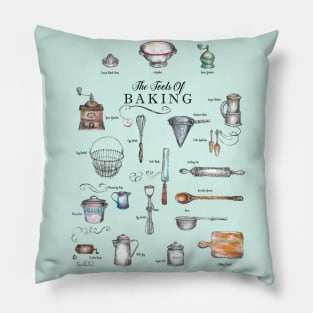 The Tools of Baking - Vintage Utensils - Kitchen Art. Pillow