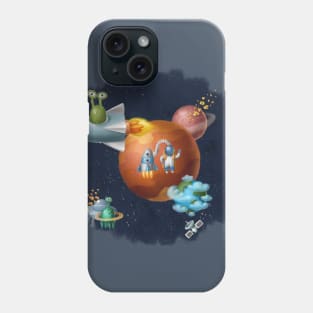 Outer space with aliens and planets. Phone Case